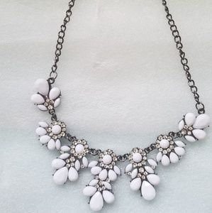 White Flower Statement Necklace